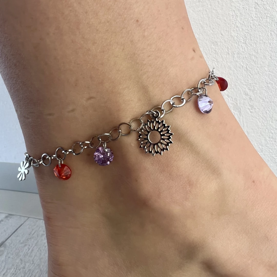 Řetízek na nohu Swarovski barevný Sia