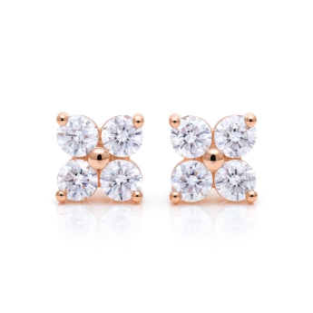 Stříbrné zlacené náušnice s motivem kytičky s moissanitem Duffy