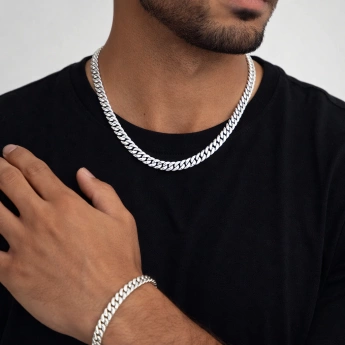 Ocelová sada náhrdelníku a náramku 4 mm – nastavitelná délka