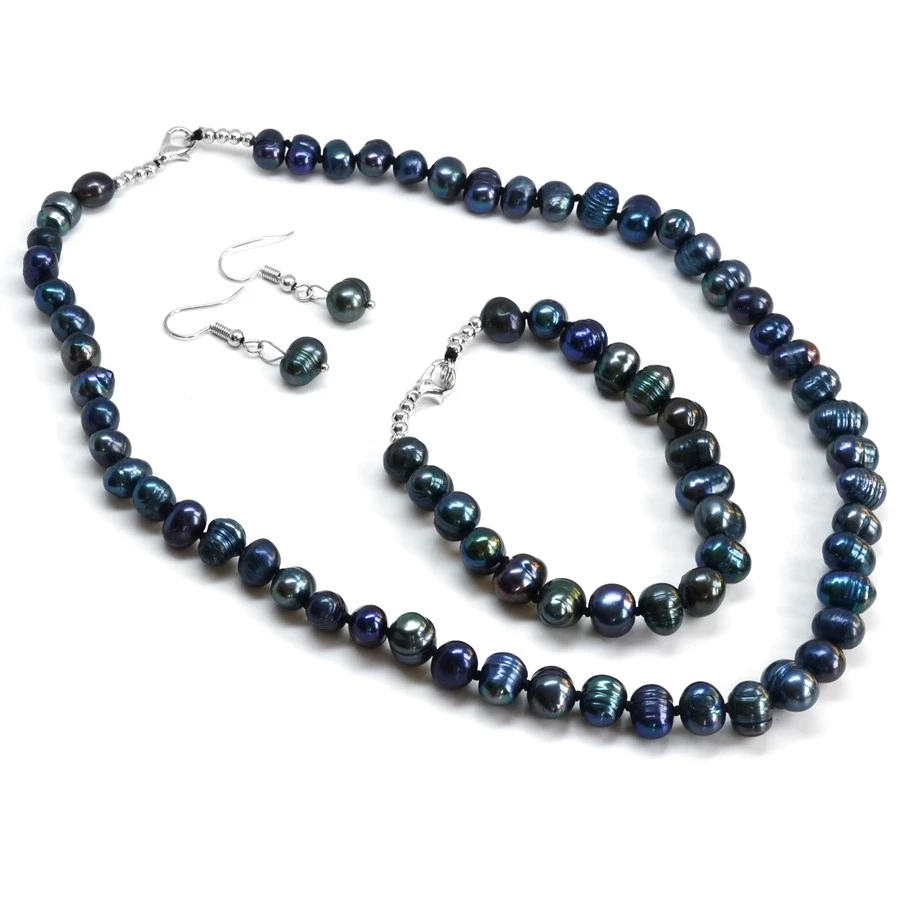 Souprava z modrých říčních perel Ismera