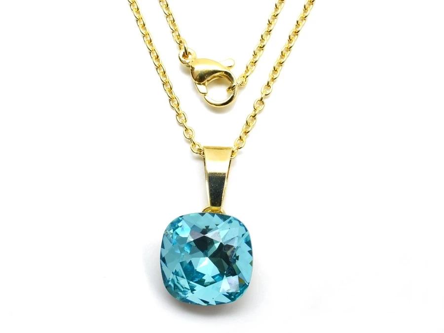 Ocelová souprava Swarovski čtverce Light Turquoise