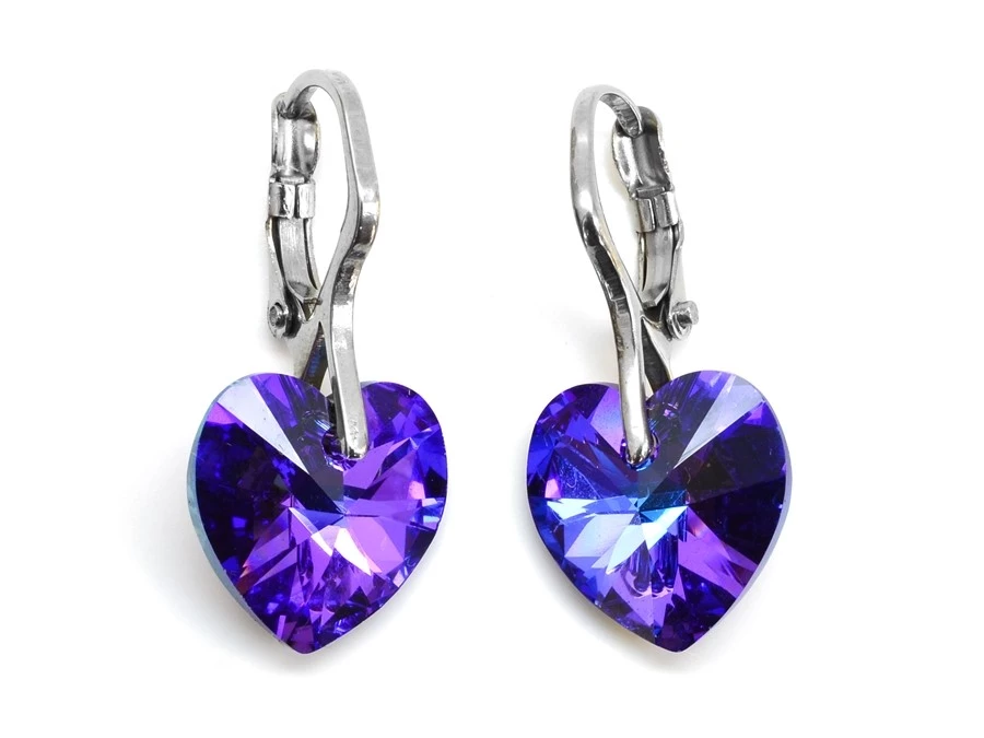 Ocelová souprava srdce Swarovski Heliotrope