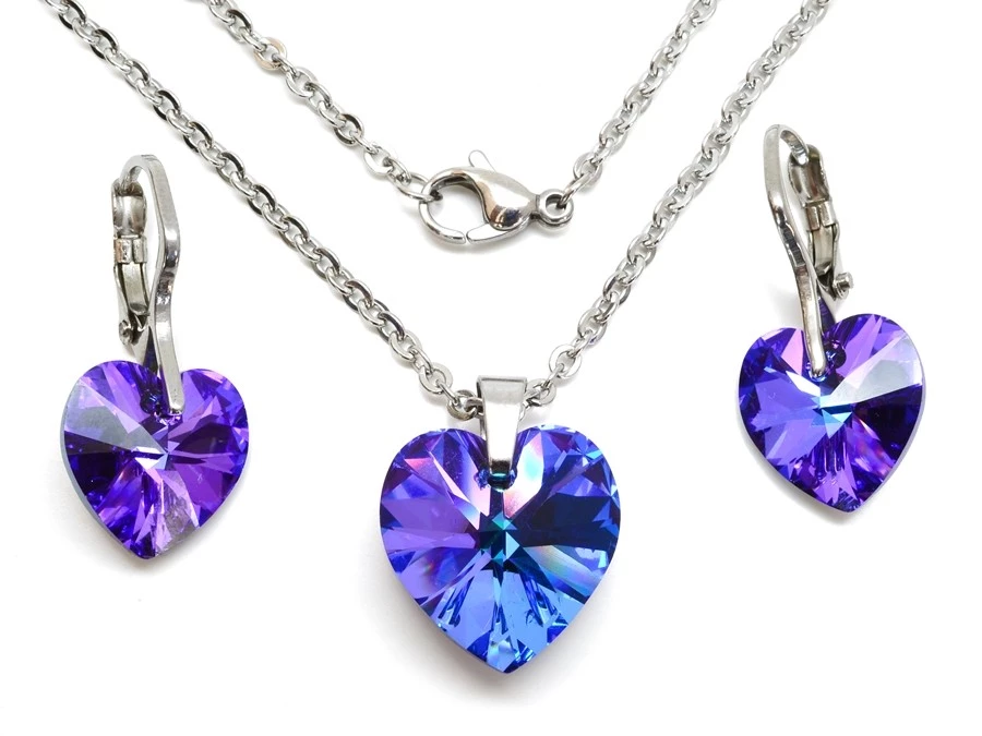 Ocelová souprava s krystalem Swarovski srdce Ameliana