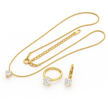 Ocelová souprava se zirkony a zlacením Chiara