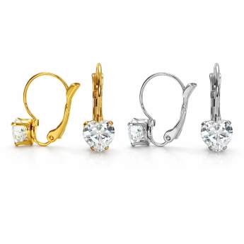 Ocelové náušnice srdíčka čirá Xavius