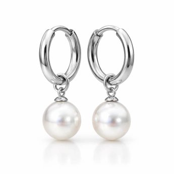 Ocelové perlové náušnice s klapkou Stříbrná
