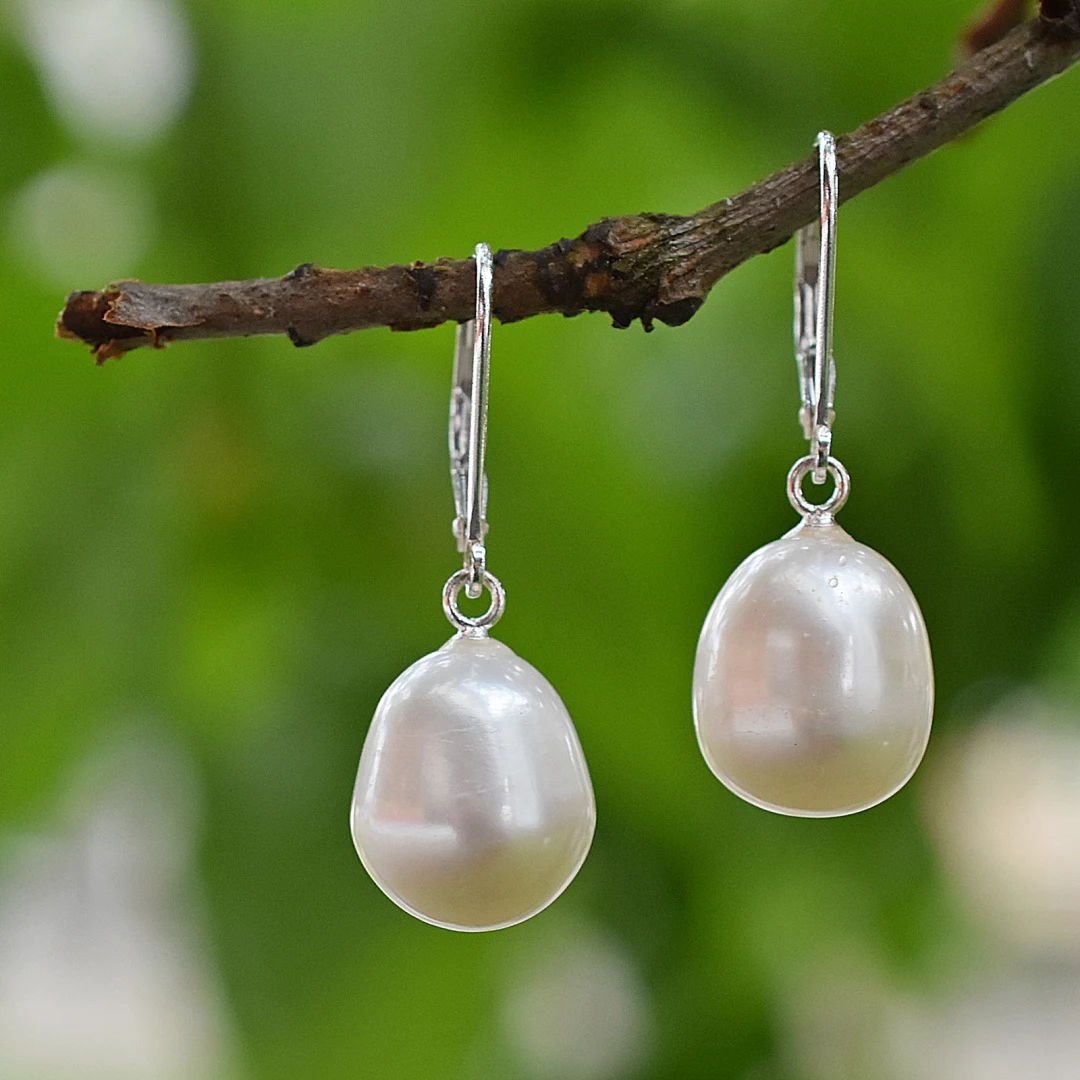 Náušnice bílá perla