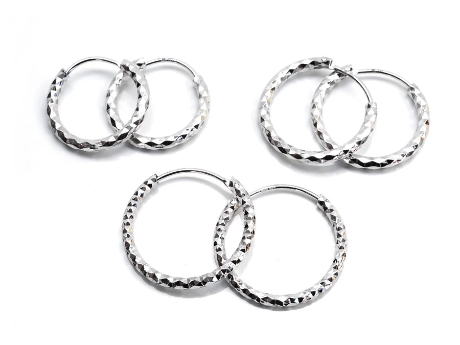 Stříbrné náušnice kruhy zdobené 13–80 mm