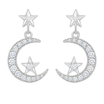 Stříbrné náušnice měsíc s hvězdou Dried