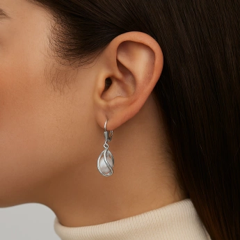 Stříbrné náušnice kapky perly bílé Segast