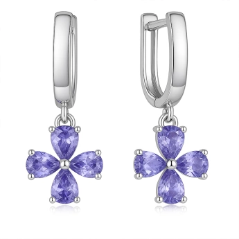 Stříbrné náušnice fialové kytičky Callam