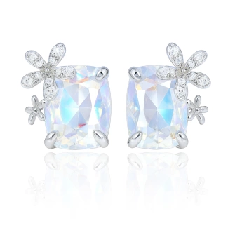 Stříbrné náušnice se zirkonem a kytičkami Circuit