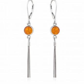 Stříbrné náušnice jantar medový Tangerine