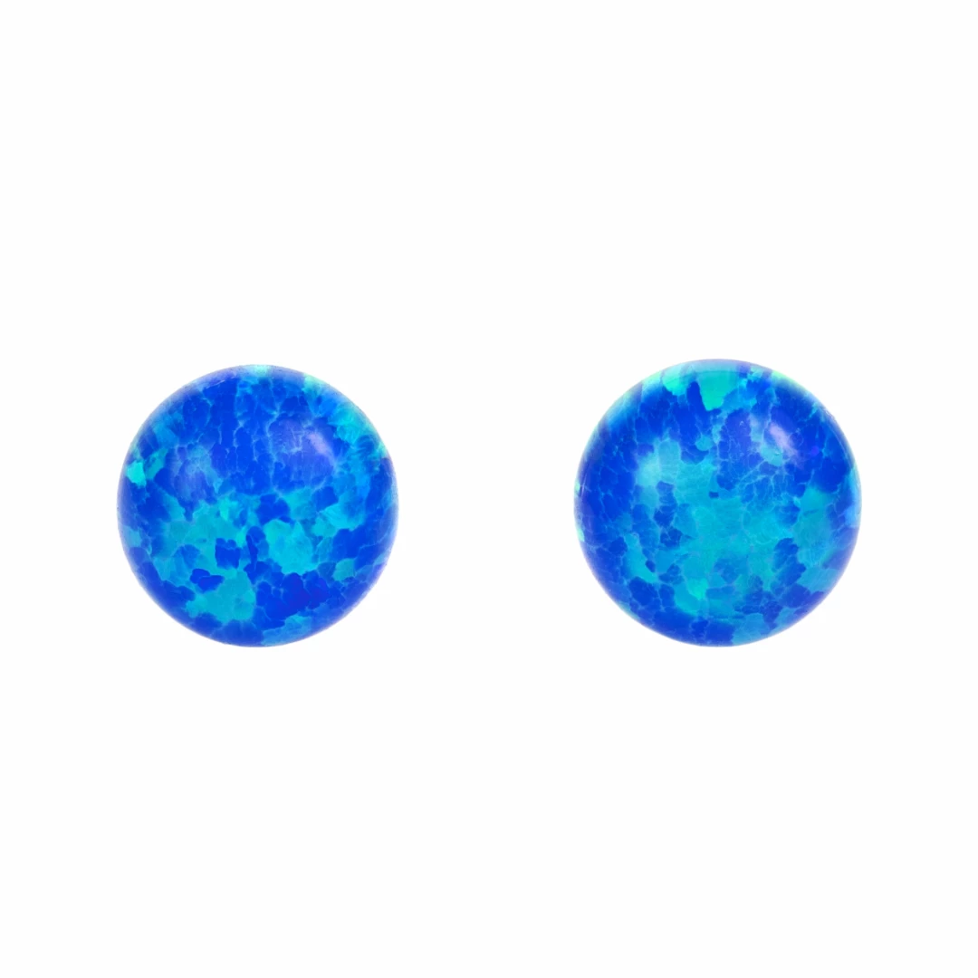 Stříbrné náušnice kulička opál modrý 8 mm