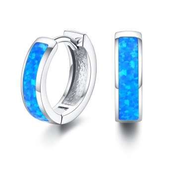 Stříbrné náušnice opál modrý