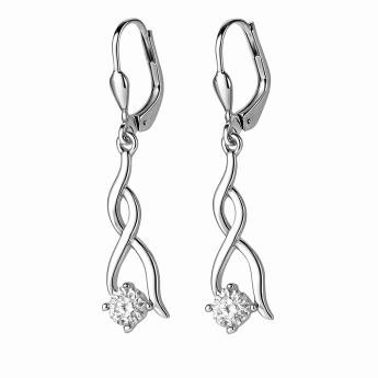 Stříbrné visací náušnice se zirkonem Danfli