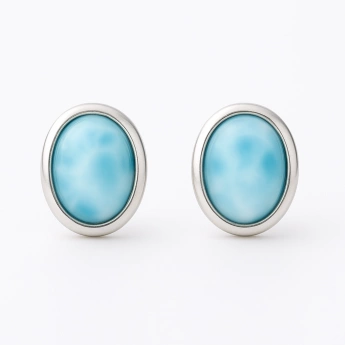 Stříbrné náušnice s larimarem Peris