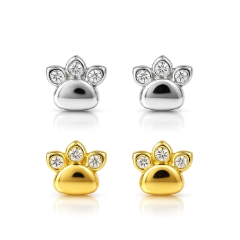 Stříbrné náušnice - tlapka se zirkony Habiba