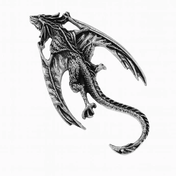 Bižuterní brož Drak – stříbrný antik efekt