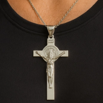 Přívěsek stříbrný kříž Inri