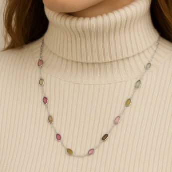 Stříbrný přívěsek turmalín meloun