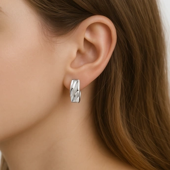 Stříbrné náušnice s motivem obdélníku Avelynn