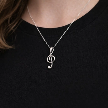Stříbrný náhrdelník Houslový klíč s řetízkem ZDARMA