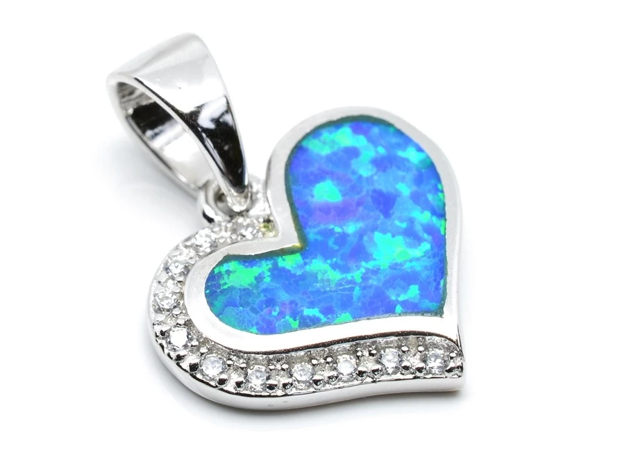 Přívěsek srdce modrý opál