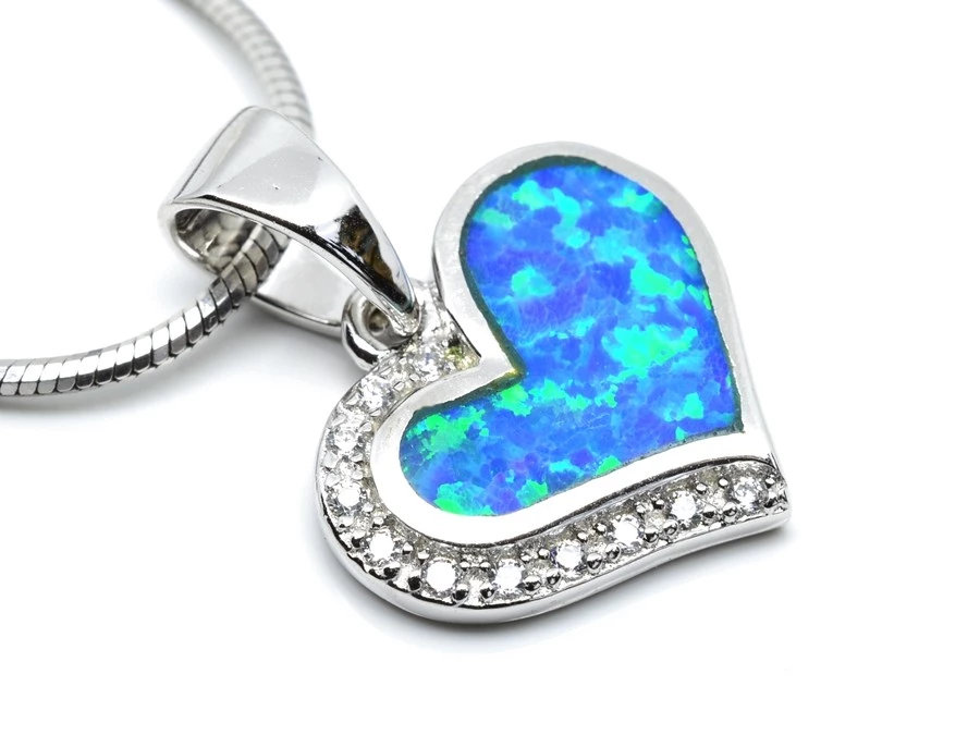 Přívěsek srdce modrý opál
