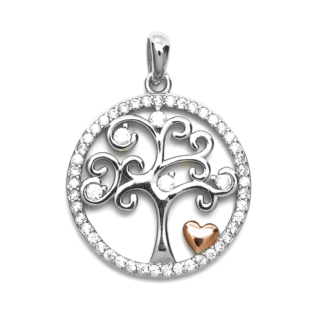 Stříbrný přívěsek strom života gold rose
