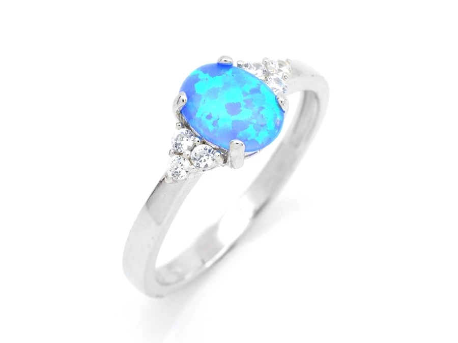 Stříbrný prsten opál modrý