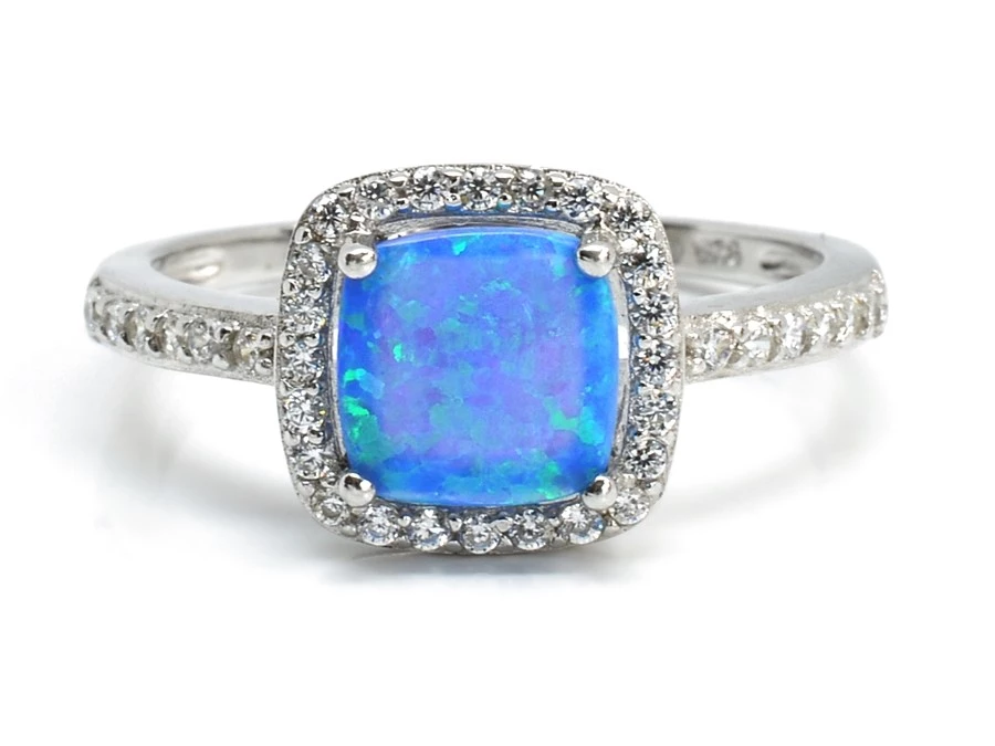 Stříbrný prsten opál modrý