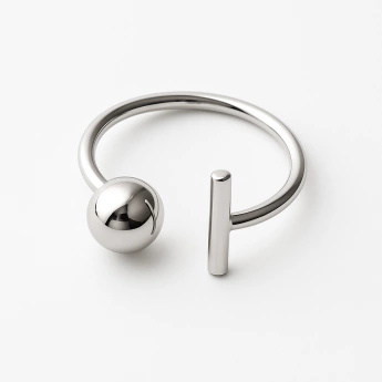 Extravagantní stříbrný prsten s kuličkou Kally