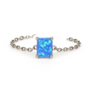 Stříbrný řetízkový prstýnek s opálem obdélník Stanley