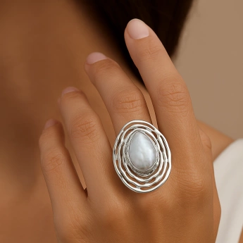 Stříbrný prsten perla White Harmony