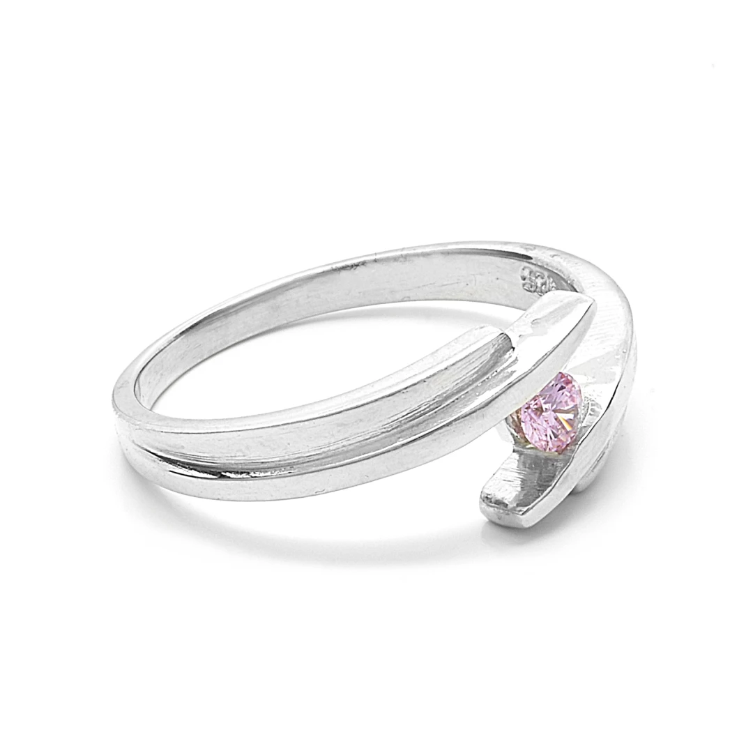 Stříbrný prsten růžový zirkon