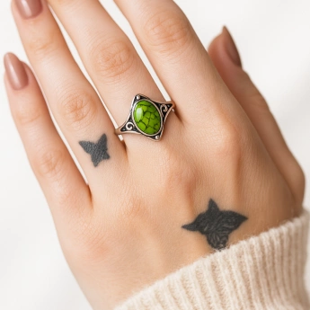 Stříbrný prsten tyrkys zelený Glanc
