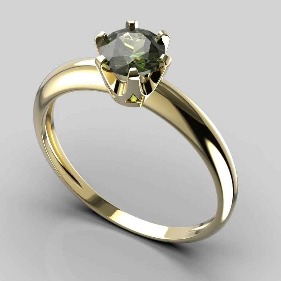 Zlatý prsten s vltavínem