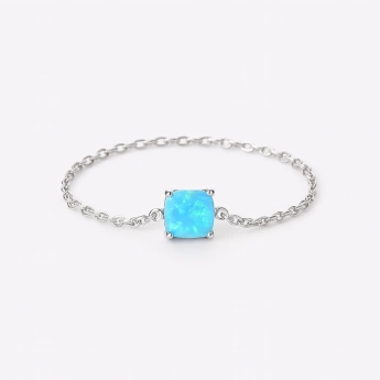 Stříbrný řetízkový prstýnek s opálem Delvin