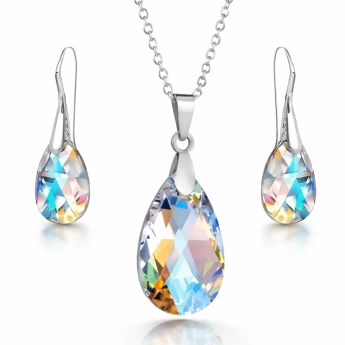 Ocelová souprava Swarovski Crystal AB Gloomy Mist