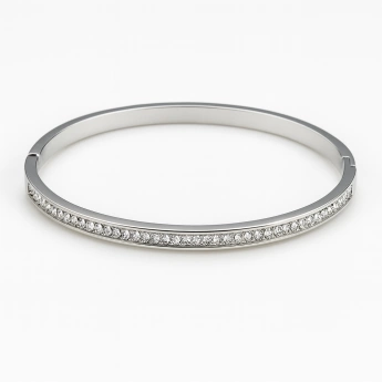 Ocelový pevný náramek se zirkony Elegant Line