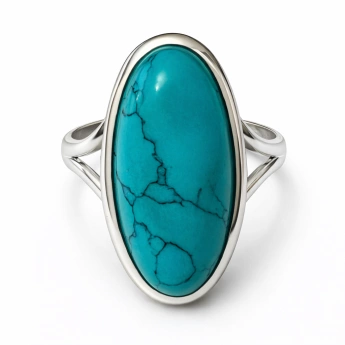 Stříbrný prsten s tyrkysem – oválný přírodní kámen