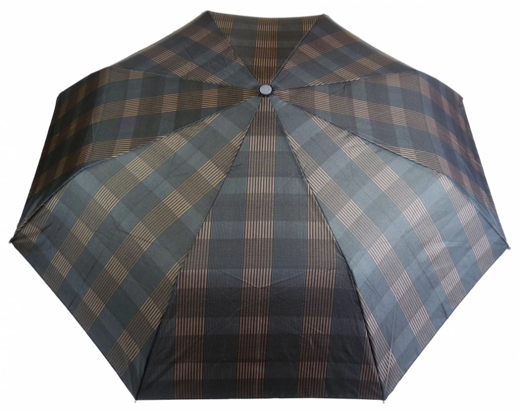 Deštník skládací károvaný (modrý/hnědý)