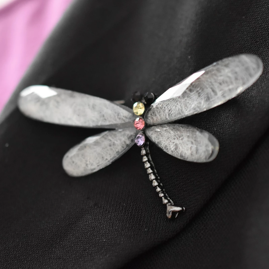 Brož vážka exkluziv Ginna česká výroba Stříbrná