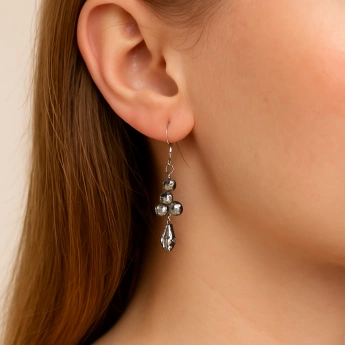 Šedé bižuterní náušnice