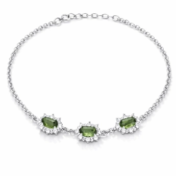 Stříbrný náramek s vltavínem Princess