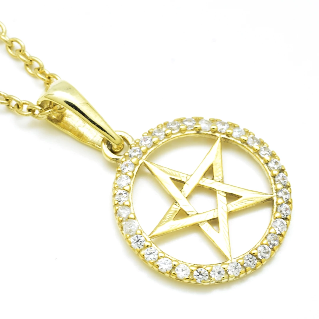 Zlatý přívěsek pentagram s diamanty