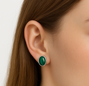 Stříbrné náušnice malachit Peris