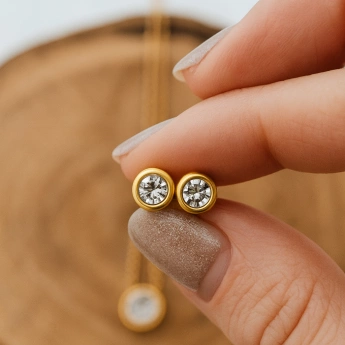 Zlacená ocelová souprava se Swarovski krystaly Grania