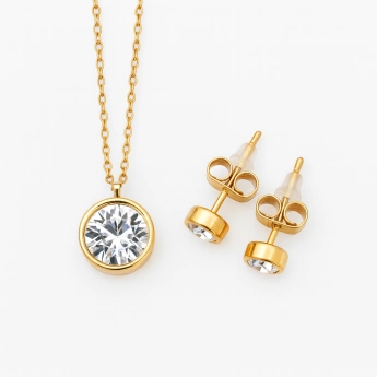 Zlacená ocelová souprava se Swarovski krystaly Grania